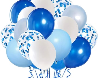 Royal Blue Confetti Balloon Set: 50-Piece Party Decorations