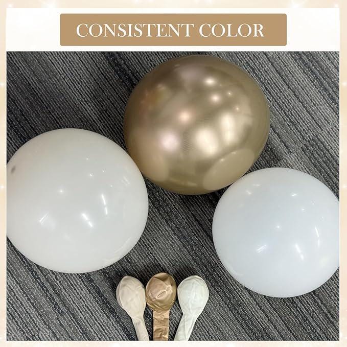 White Sand Champagne Gold Balloon Arch Kit 143pcs Metallic Confetti ...