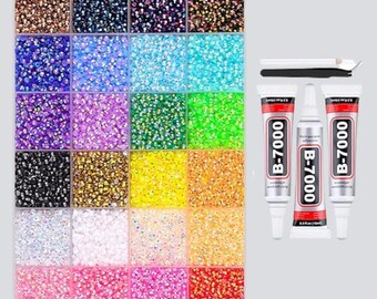 24,000PCS Resin Jelly Rhinestones – 3mm Flatback Gems with B7000 Glue for Crafts & Bedazzling
