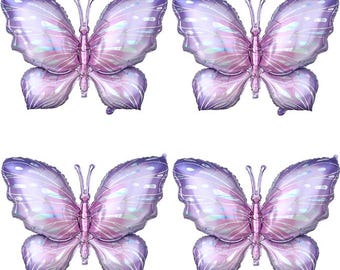 4pcs Purple Butterfly Foil Balloons for Wedding, Baby Shower & Party Decor