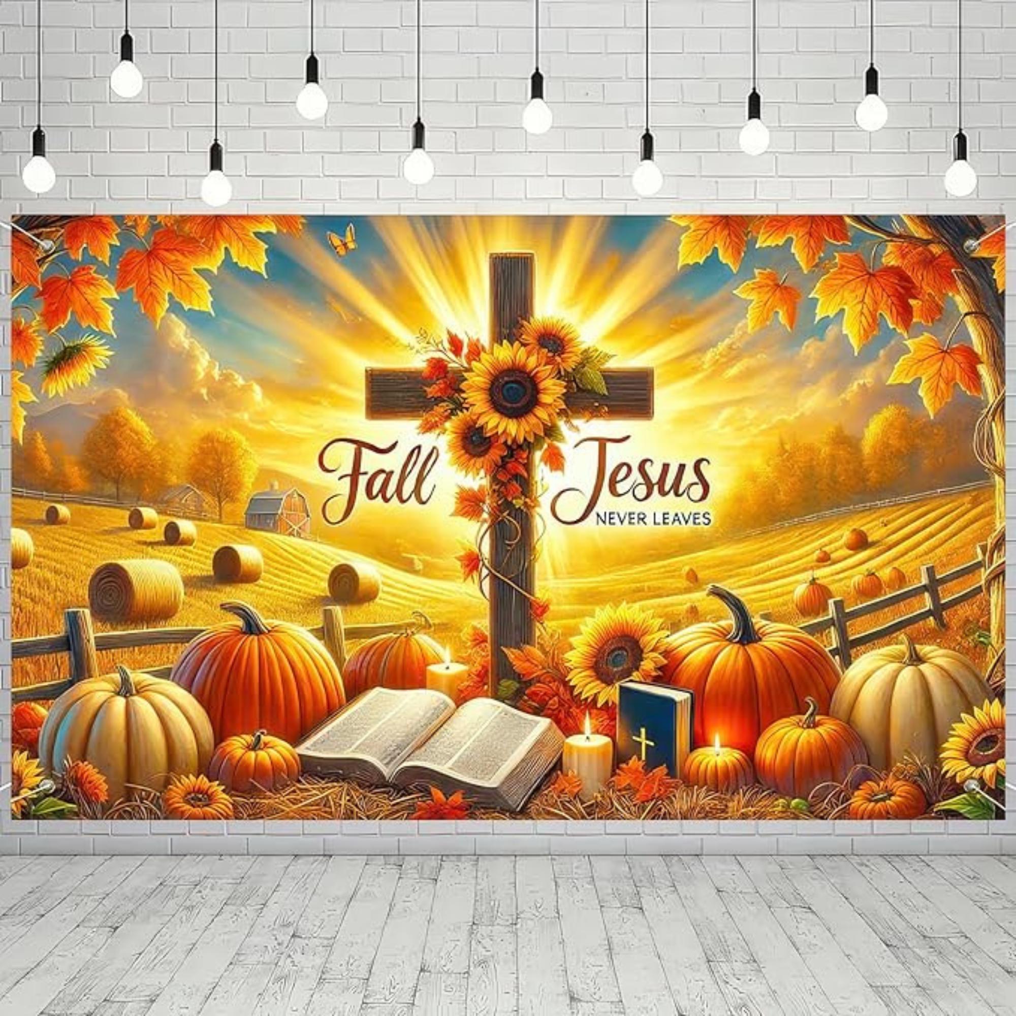 Offertory Fall Backgrounds 71x43in Fall for Jesus Backdrop With