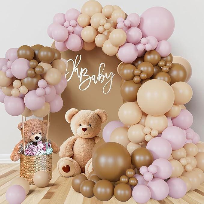 36Pcs Pink Bear Baby Shower Balloons - We Can Bearly Wait Theme Decorations