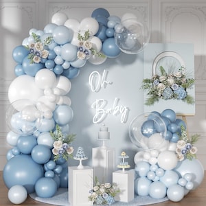126 Pcs Dusty Blue Balloon Arch Kit for Wedding Birthday Baby Shower Decor