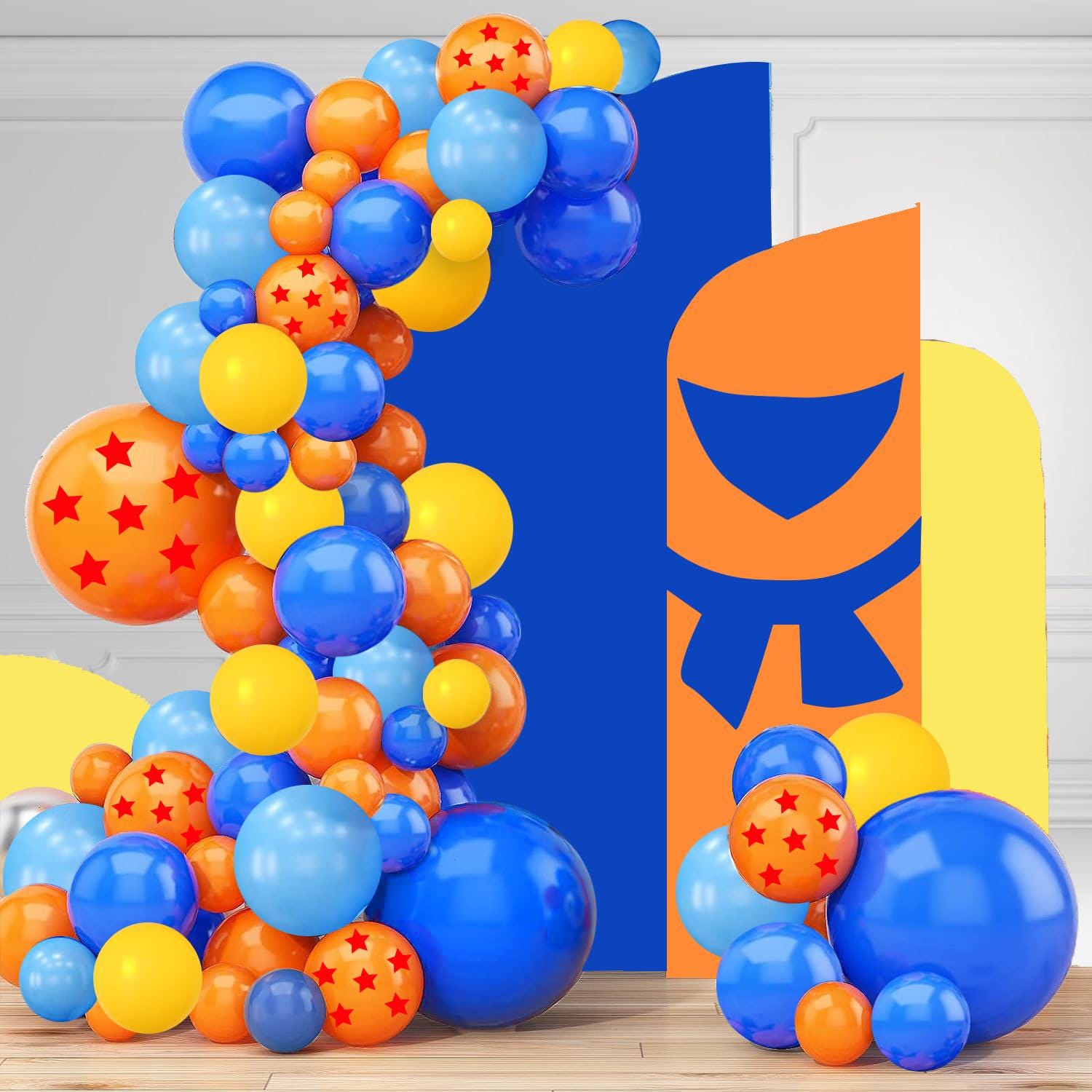 Dragon Z Party Balloon Kit - 139 Pcs Blue Garland Arch & 7 Star
