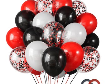 Red, Black & White Balloon Set: 65-Piece Party Decorations