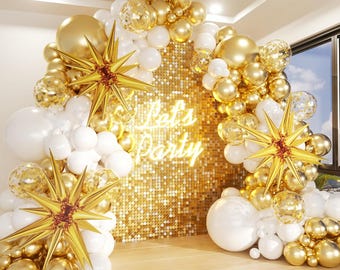 White & Gold Balloon Arch Kit  130pcs for Parties, Weddings, Showers and Celebrations