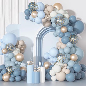 129PCS Dusty Blue Balloon Garland Kit for Baby Shower, Birthday, and Wedding Decor