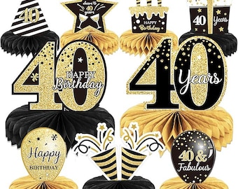 40th Birthday Table Centerpieces 9 Pieces Honeycomb Party Decorations for Adults