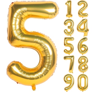 40-Inch Gold Foil Number Balloon – Number 5 Party Decoration