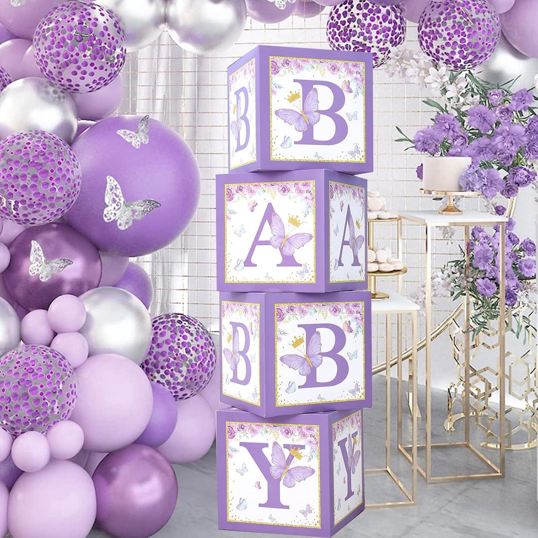 Purple Butterfly Baby Shower Boxes: First Birthday Centerpieces - Etsy