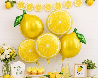 Lemon Foil Balloons with Banner | Bridal Shower, Baby Shower, Amalfi Wedding Decor