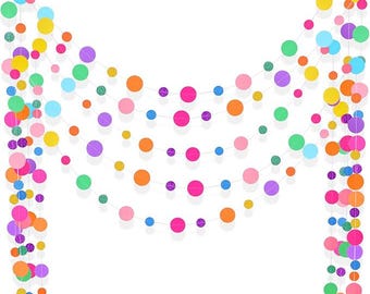 5pcs Rainbow Dots Paper Garland – Colorful Confetti Streamers for Parties