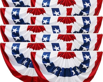 American Flag Bunting 8-Pack, Patriotic Porch Decor (1.5x3 Ft)