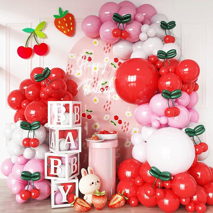 Red Cherry Bow Foil Balloons