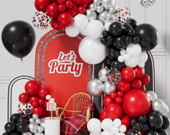 155pcs Red Black White Balloon Garland Kit for Birthday, Wedding, Party Décor