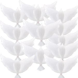 12Pcs 36-Inch White Dove Balloons for Wedding, Memorial, and Party Decor