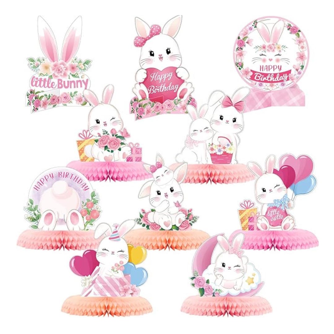 Easter Bunny Honeycomb Centerpieces Set of 10 Cute Rabbit 3D Table ...