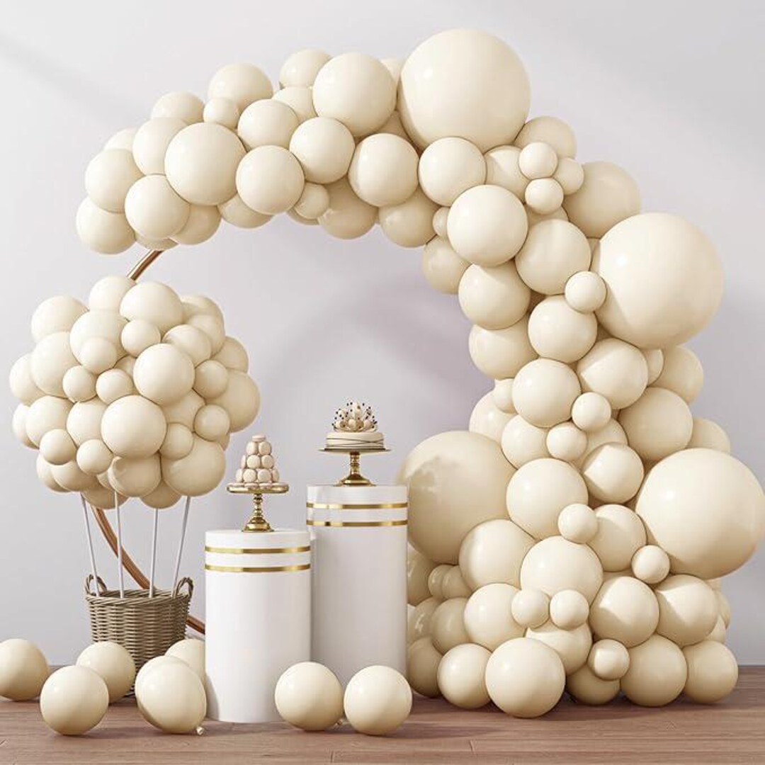 Ivory White Balloon Garland Kit: 129pcs Latex Balloons for Party