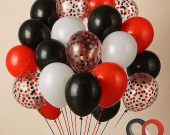 Red, Black & White Balloon Arch Kit, Confetti Balloons (52pcs)