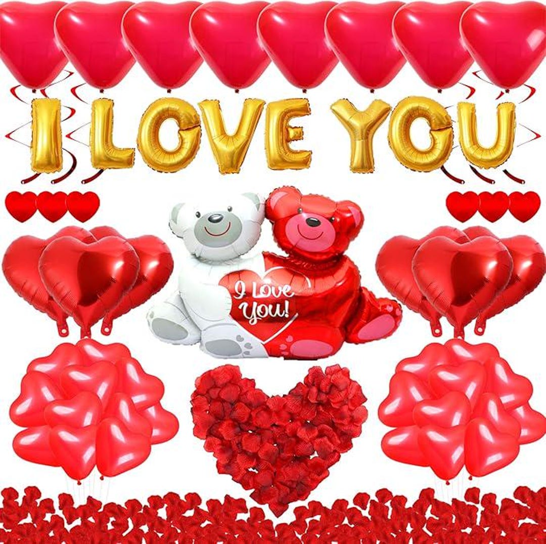 I Love You Balloons & Rose Petals Kit, Valentine's Decor - Etsy