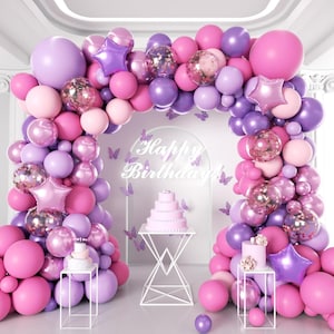 Pink & Purple Butterfly Balloon Garland Kit: Baby Shower, Bridal Decor