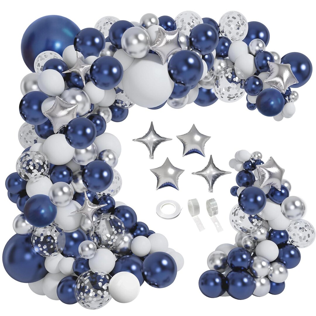 thumbnail image 2 of Navy Blue & Silver Balloon Garland Kit With Royal Blue, Metallic Silver For Party Decorations  A2 14650010 2 of 14