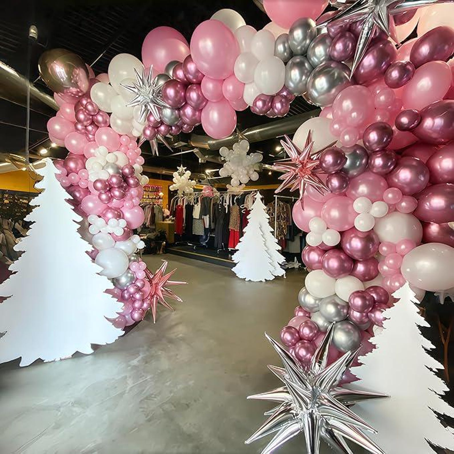 60 Pcs Pink Winter Wonderland Balloons Pearl White Pink Silver for Baby ...