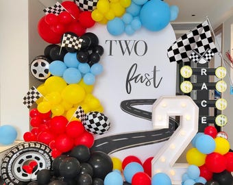 179PCS Race Car Balloon Arch Kit for Two Fast Party & Racing Theme Decor