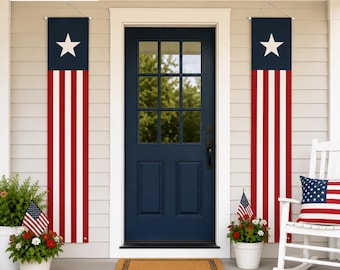 4th of July Porch Banners | Patriotic Stars Stripes Door Decor Set