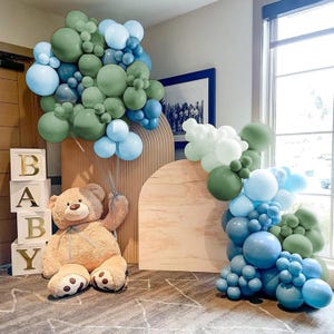 Blue & Green Balloon Arch Kit: Baby Shower Party Decor