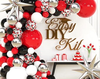 Red Black White Balloon Arch Kit Party Decorations for Birthday Graduation