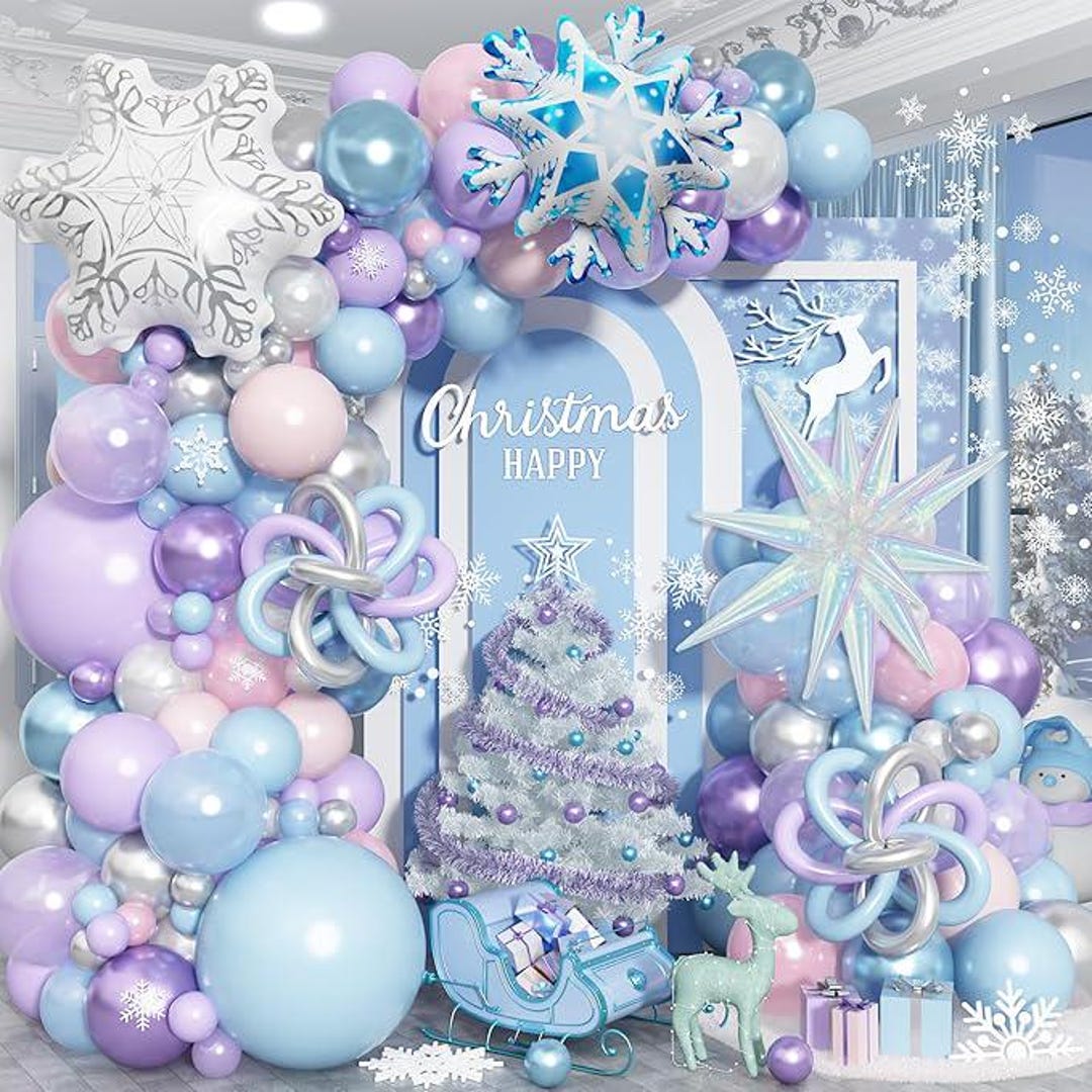 Winter Wonderland Balloon Arch Kit With Snowflake and Star Balloons for ...