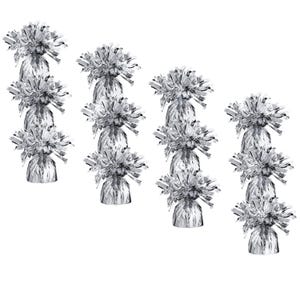 12-Pack Silver Balloon Weights – 4.8&quot; Metallic Foil Weights for Helium Balloons & Table Decor