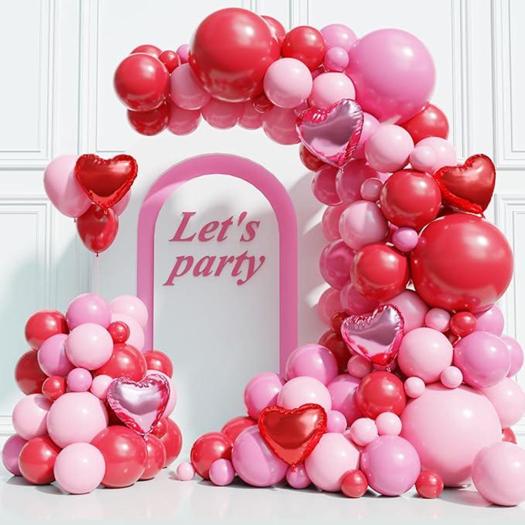 131pcs Valentines Day Balloon Arch Kit Red Pink Balloons for Wedding ...