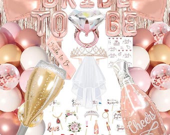 116pcs Bachelorette Party Kit with Sash, Veil, Crown, Props & Wedding Decor