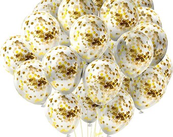 60 Pcs 12 Inch Gold Confetti Balloons Glitter Latex Party Decorations