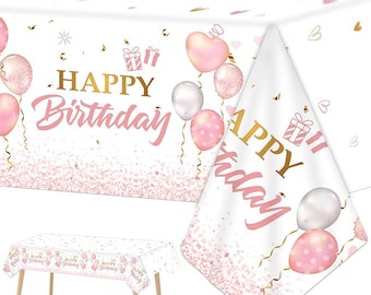 3 Pcs Pink Rose Gold Tablecloths, Disposable 54x108" Party Decoration