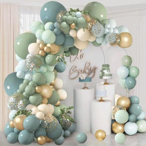 Dusty Blue & Sage Green Balloon Garland Kit: Boho Party Decor
