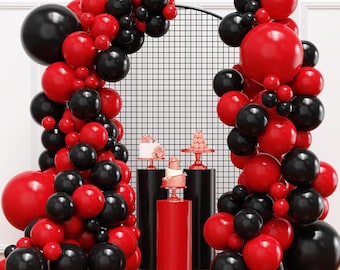 136pcs Red and Black Balloon Garland Arch Kit for Party and Event Decorations