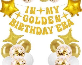 Golden Birthday Decor – Banner & Balloon Set