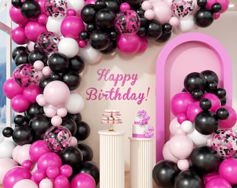 Retro Balloon Garland Kit - 120 Piece 80s 90s Theme Party Decor With Rose Red, Teal Blue & Gold Balloons