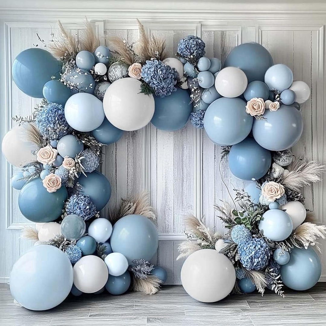 73pcs Dusty Blue White Balloon Arch Kit for Wedding, Baby Shower, or ...
