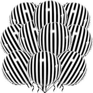 12-Pack 18&quot; Black & White Striped Balloons  Party Decorations for Birthdays and Baby Showers
