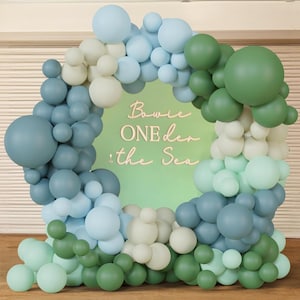 130PCS Sage Green & Dusty Blue Balloon Arch Kit for Ocean, Beach  Dino Parties