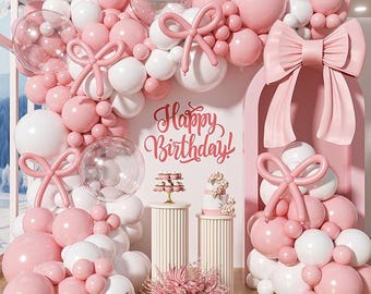 135pcs Pink Bow Balloon Garland Kit - Coquette Theme for Birthday  Events