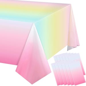 3pcs Pastel Rainbow Tablecloths, 54x108" for Birthday & Party Decorations