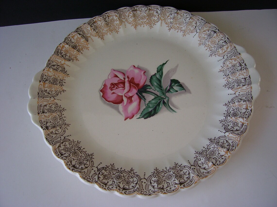 American Limoges Le Fleur Rouge Round Plate Dessert Plate Etsy