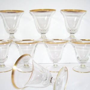 8 Gold Trim 2 oz Cocktail  Glasses, Short Stemmed Clear Glass Dinner Glasses, Wedding Toast Glasses, Special Dinner Event