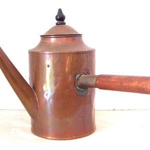 Antique Copper Chocolate Pot Pour Handle/ Vintage Kitchen/