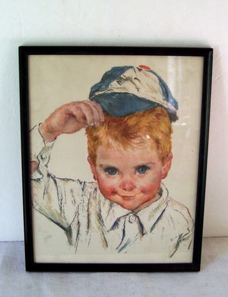 Northern Tissue Little Boy in Baseball Cap Framed Print All Etsy
